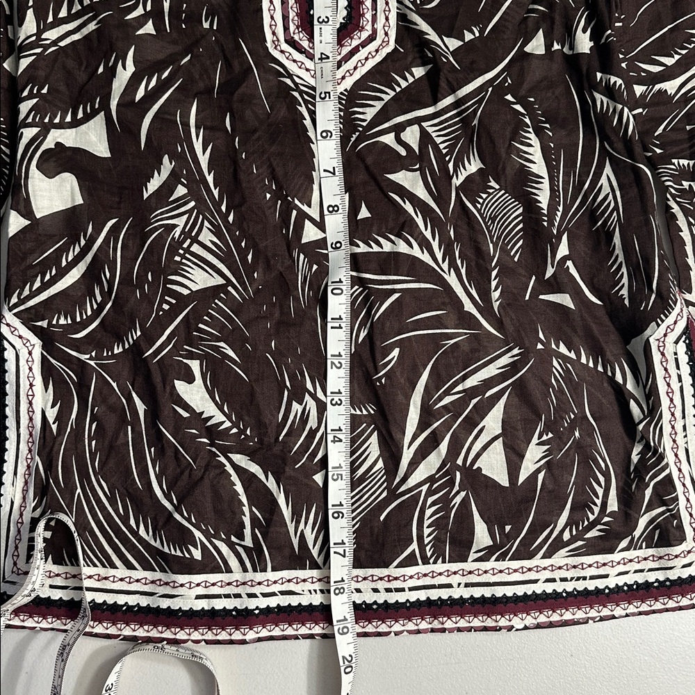 Tory Burch Beach Tunic Brown Palm Fronds Tropical Flamingo Size 6 Sequins - Picture 11 of 12